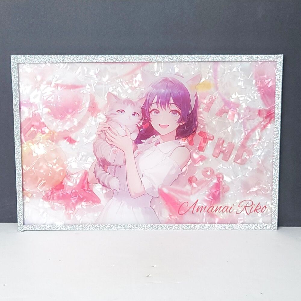 Riko Amanai Happy Birthday Neko Waifu Card Anime Girl Wall Art Oversize Board A5